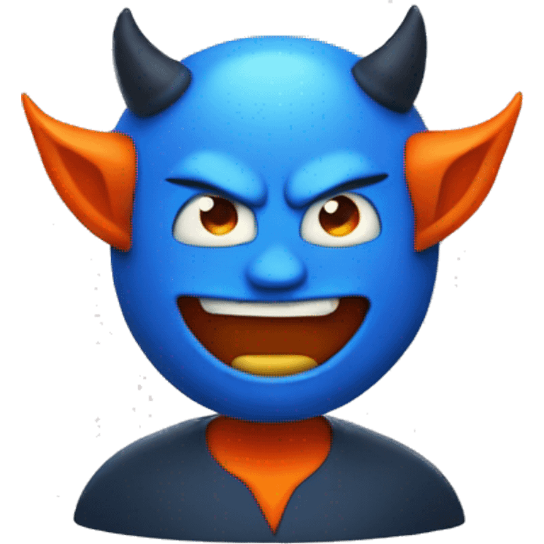 Create a small devil character with a blue body and an orange head.  emoji