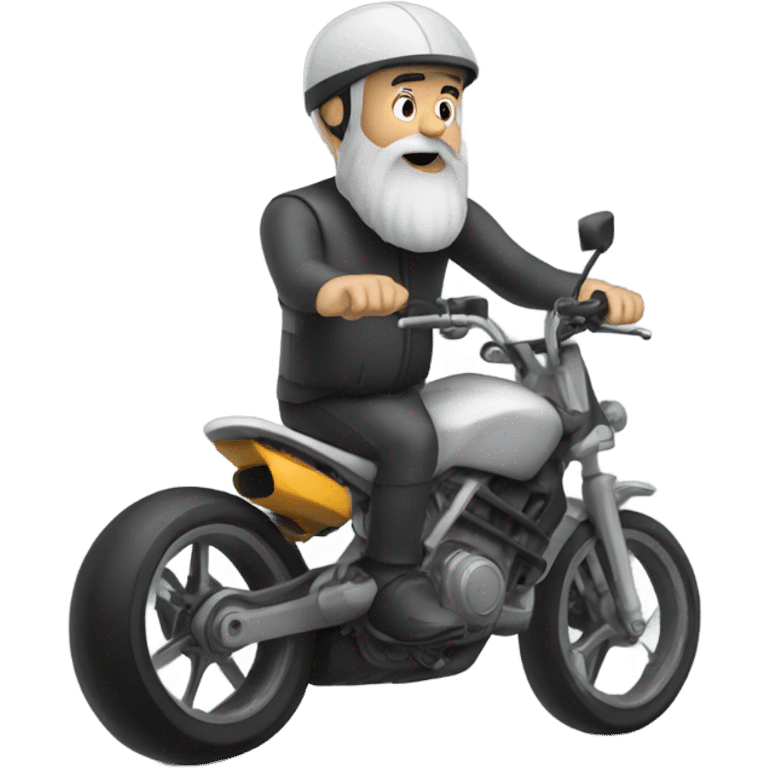 Grey bearded man riding sports bike emoji