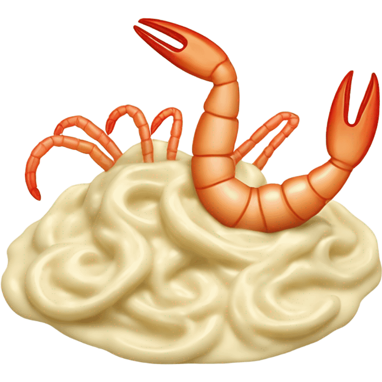 Shrimp dancing in Alfredo sauce emoji