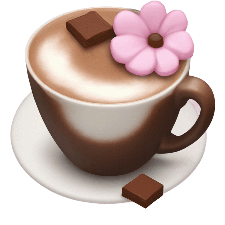 Hot chocolate with pale pink flower  emoji