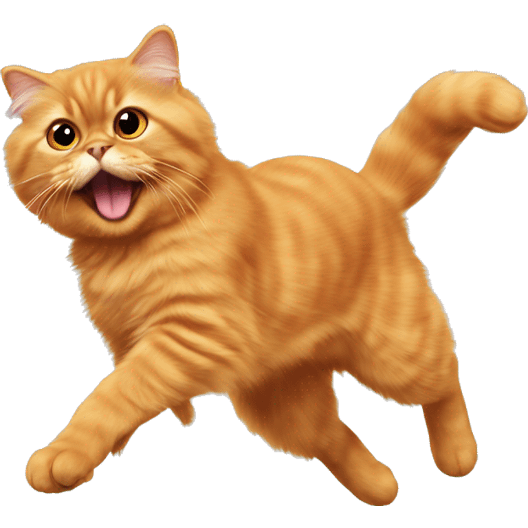 Orange persian cat jump emoji