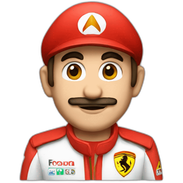 mario as ferrari formula one driver emoji