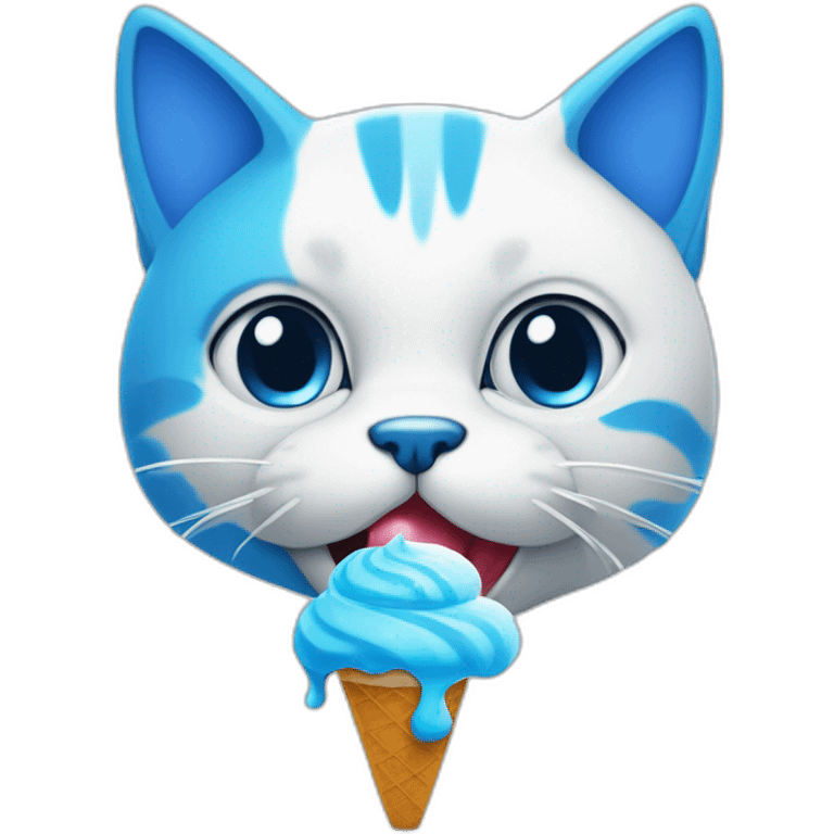 gato azul com sorvete na cabeça emoji