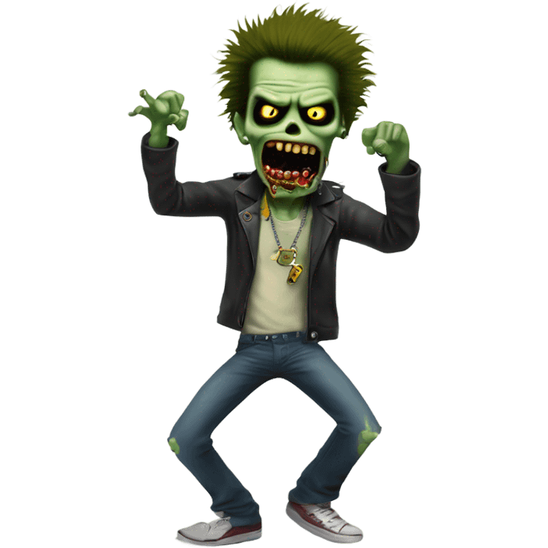 sid vicious zombie, wearing a padlock necklace, dancing emoji