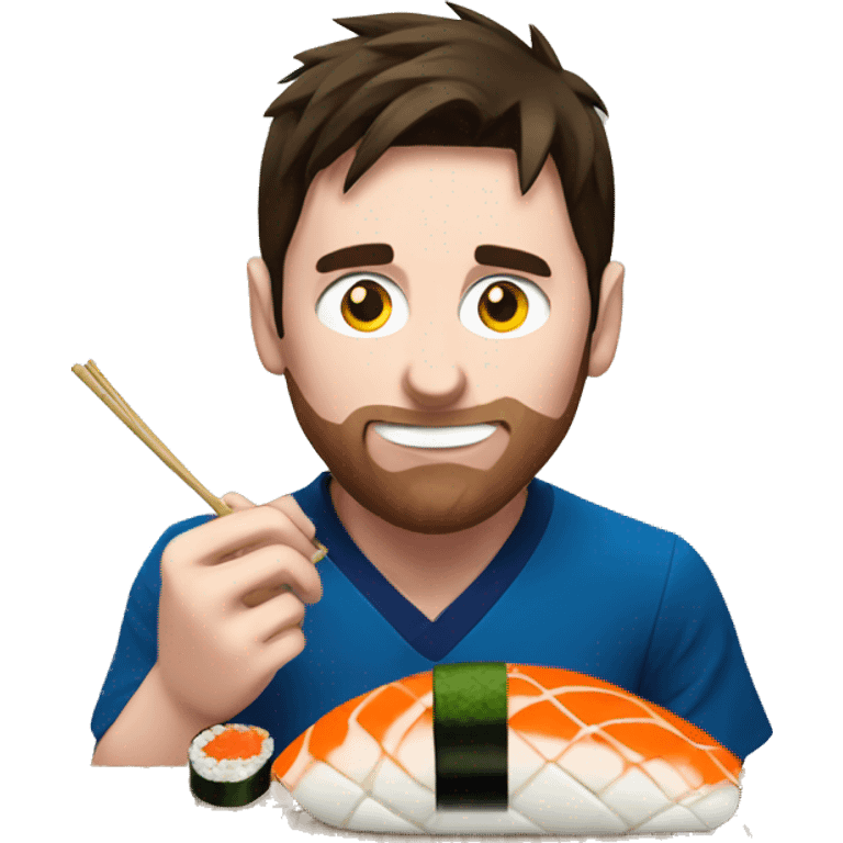 Messi eating sushi emoji