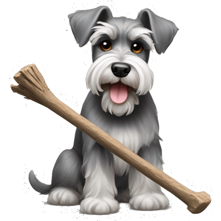 Schnauzer playing with stick emoji