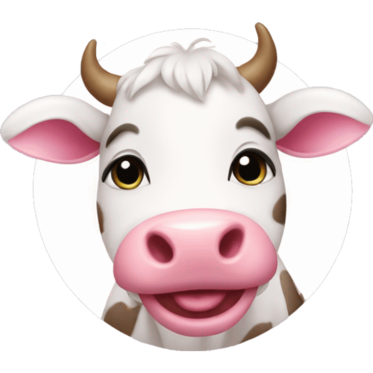 Cute cow with pink emoji