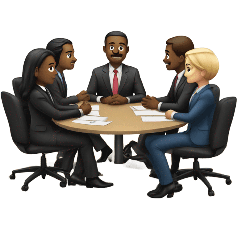 5 people business meeting sitting at a table emoji