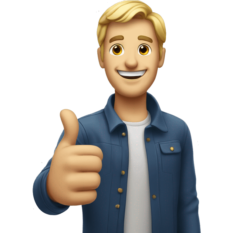 Smiling French man showing thumbs up  emoji