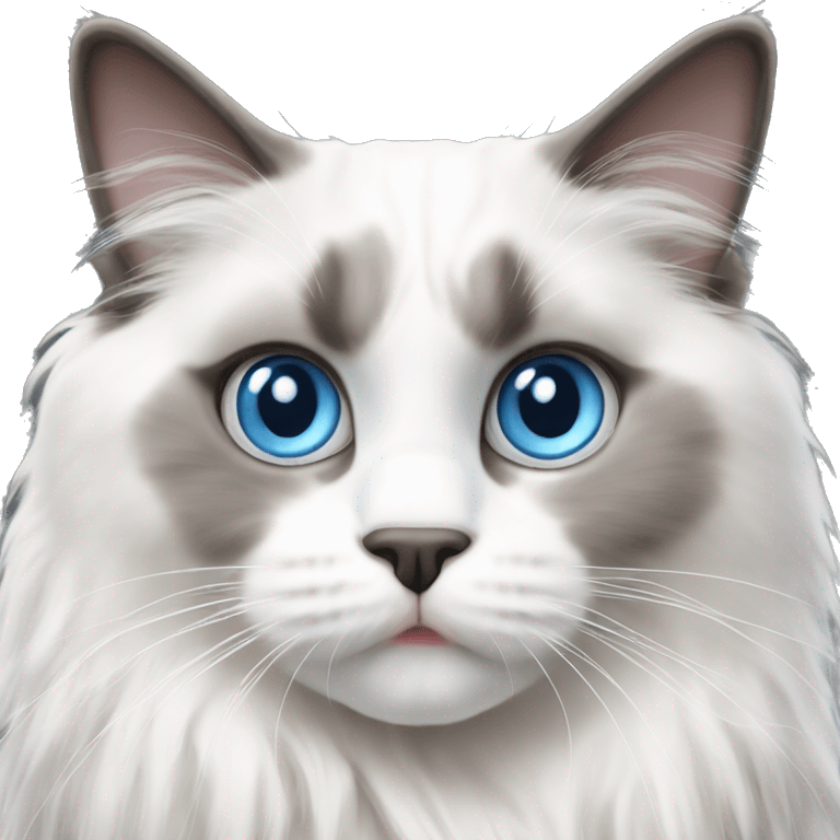 blue eyed ragdoll cat white and grey fur sitting emoji