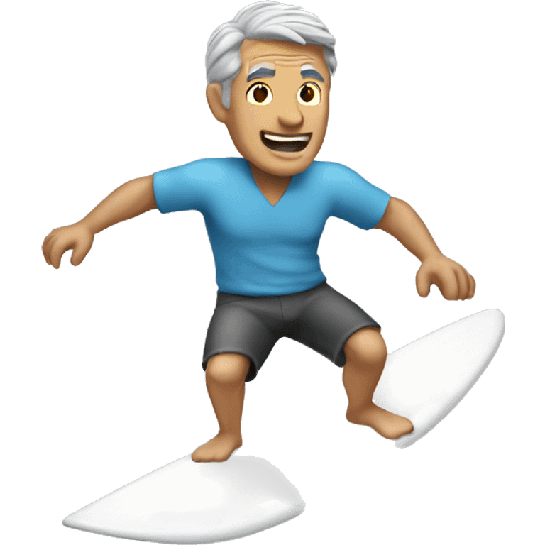 Grey haired man surfing shirt off emoji