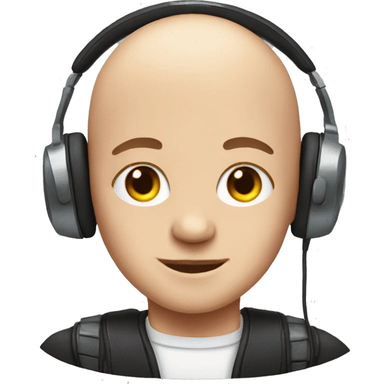 bald boy portrait close-up headphone emoji