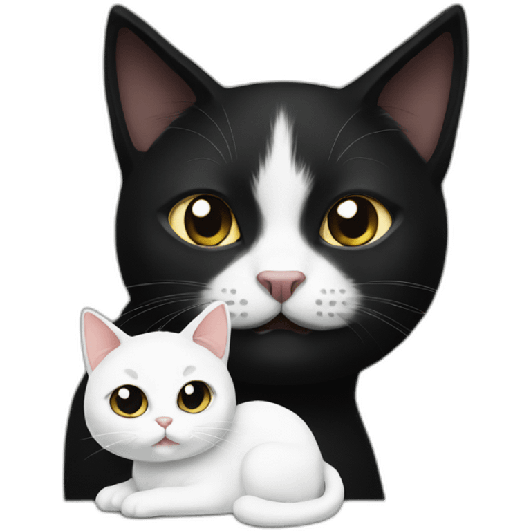 black cat with whitecat emoji