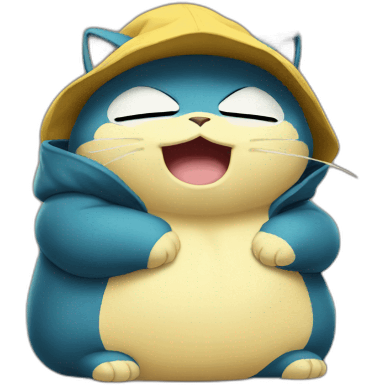 Yellow cat disguised of snorlax emoji