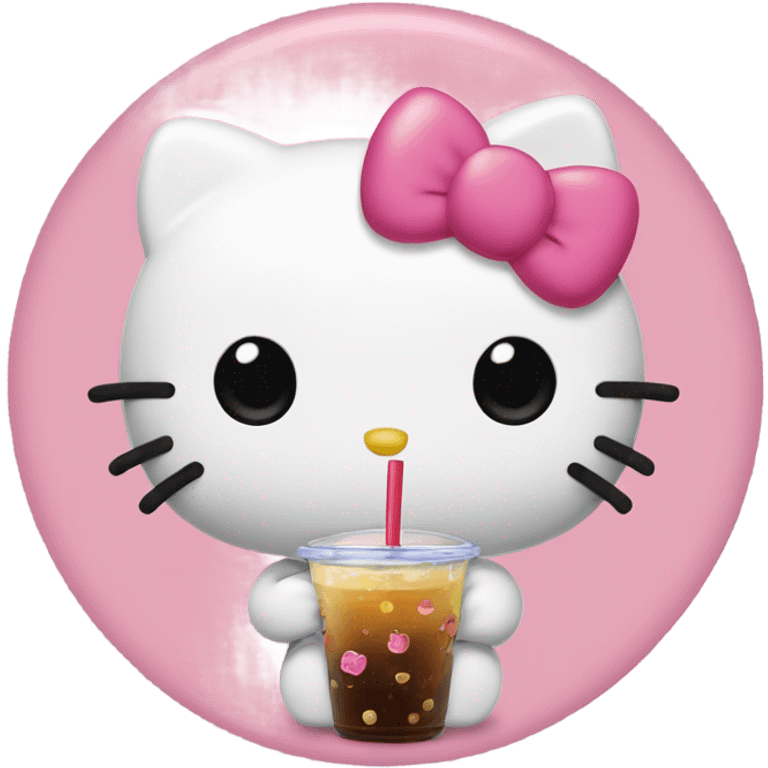 Hello kitty drinking boba emoji