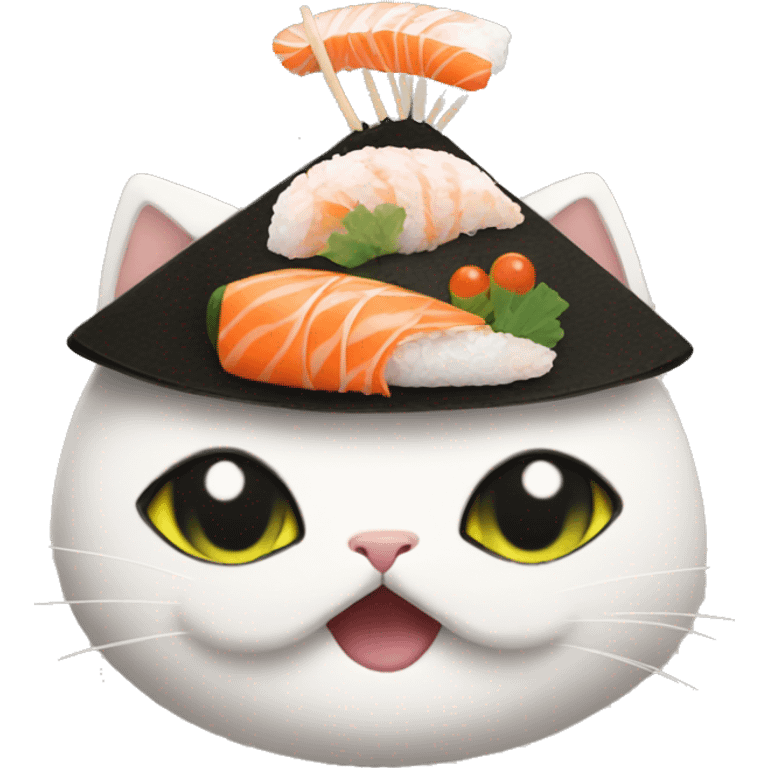 cat wearing sushi as a hat emoji