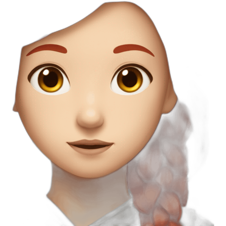 a girl with red hair in the image of a Genshi game emoji