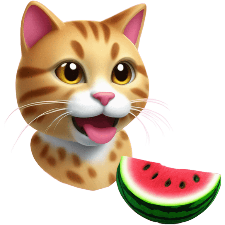 Cat eating watermelon emoji