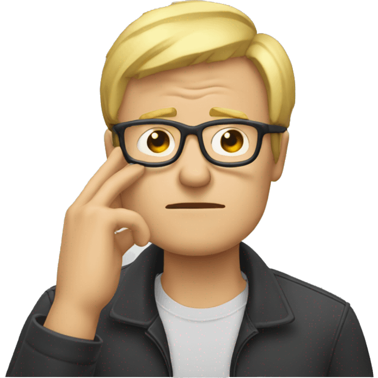 facepalm middle age man with blond short hairs and black glasses emoji