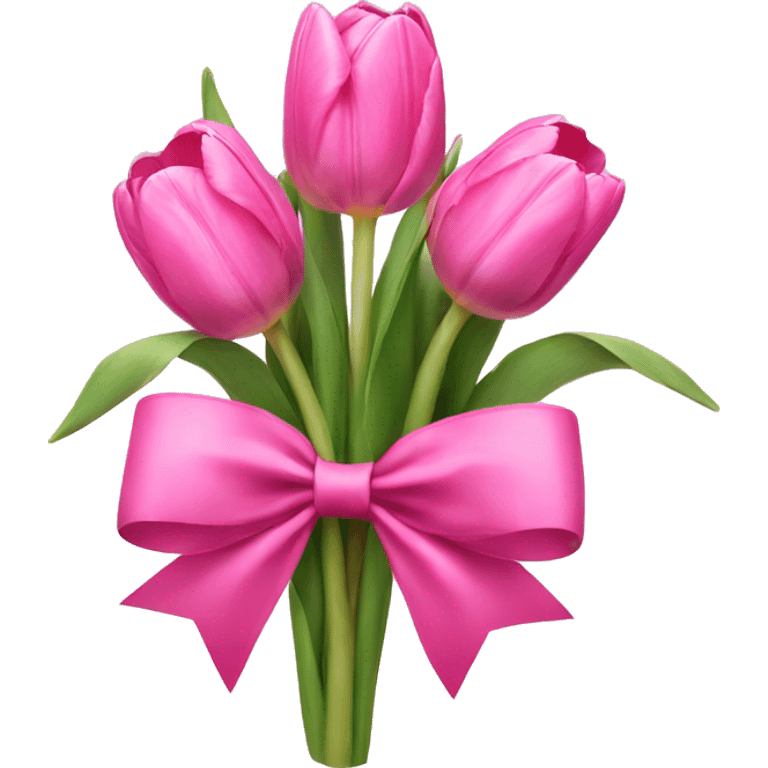 Pink tulips with a bow emoji