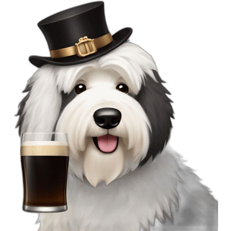 old english sheepdog with pint of guinness emoji