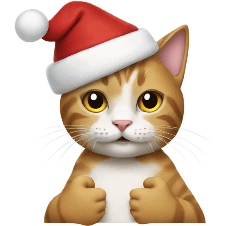 Cat dressed as santa giving thumbs up emoji