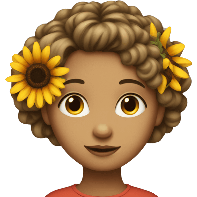 Girl with small red sunflower in her hair  emoji