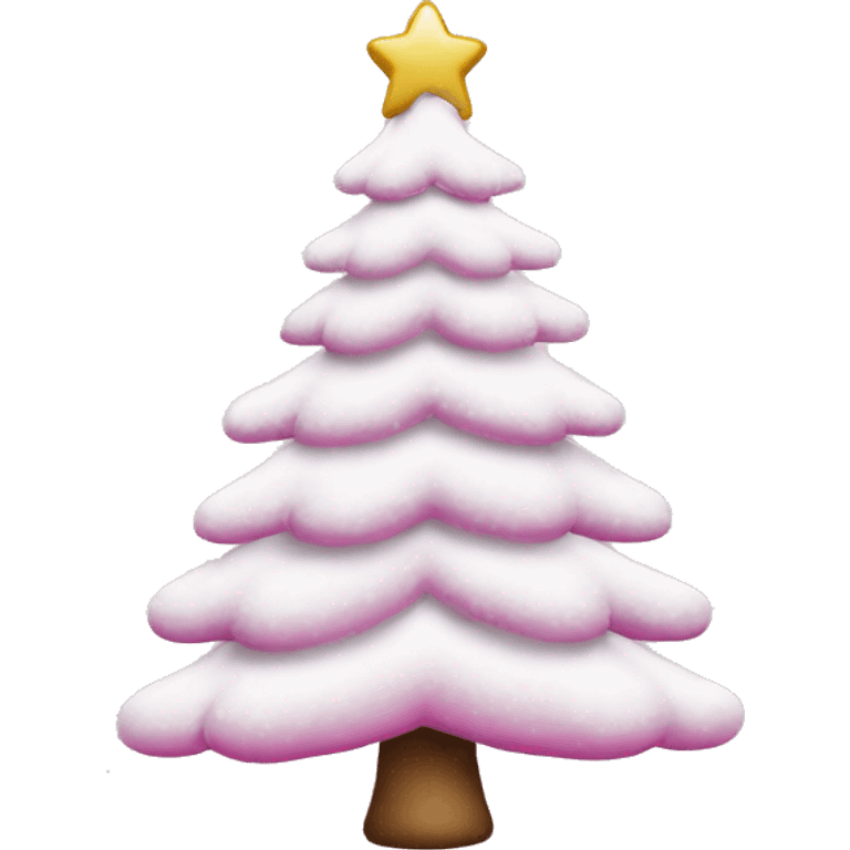 snowy christmas tree with bobbles pink emoji