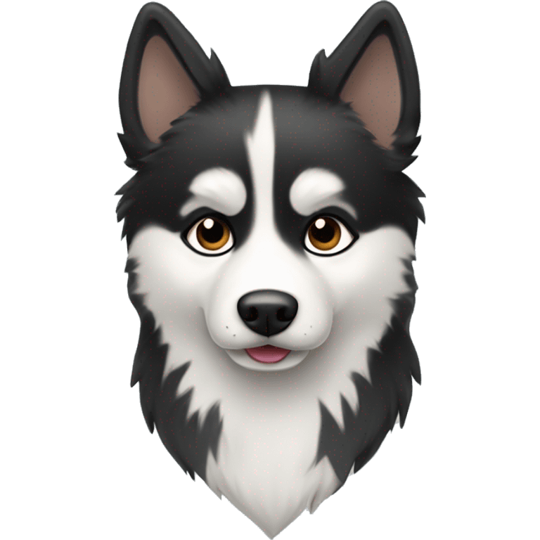 black and white fur pomsky dog emoji