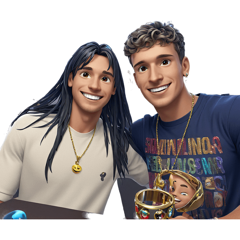 smiling boys with jewelry indoors emoji