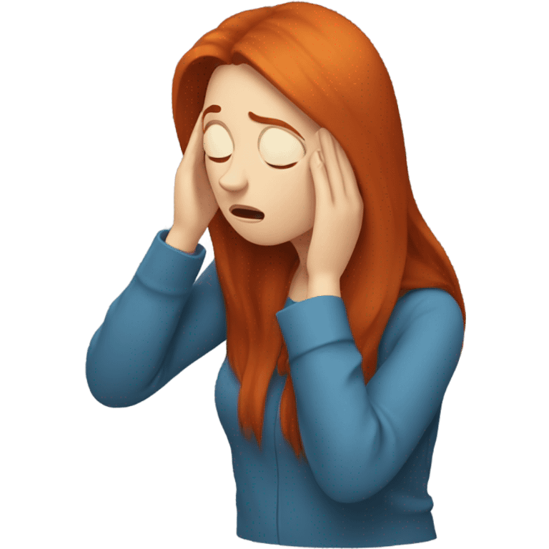 Long haired redhead woman doing facepalm emoji