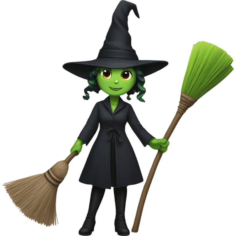 elphaba with broom emoji