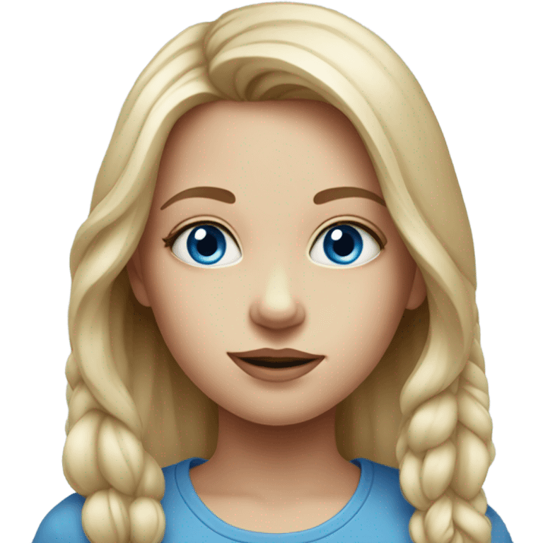 realistic girl portrait with blue eyes emoji