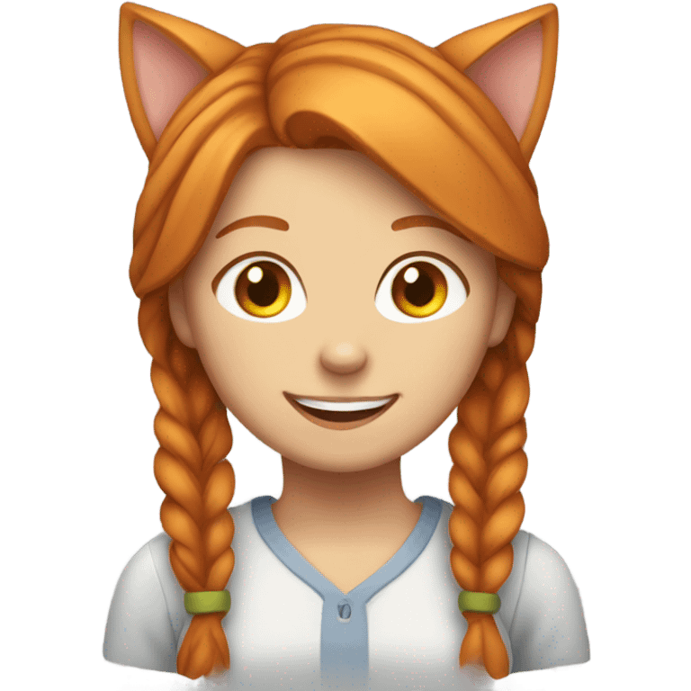 Ginger cat girl happy emoji