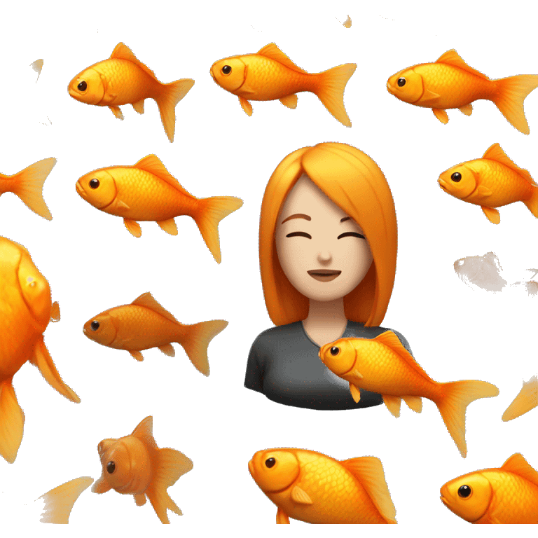 Woman with a goldfish head emoji