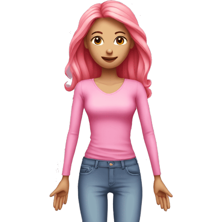 Pink skinny woman with long arms emoji