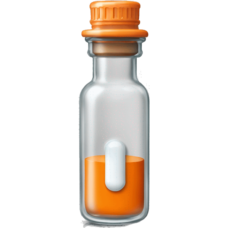 Clear Glass vial of medicine insulin with orange lid emoji