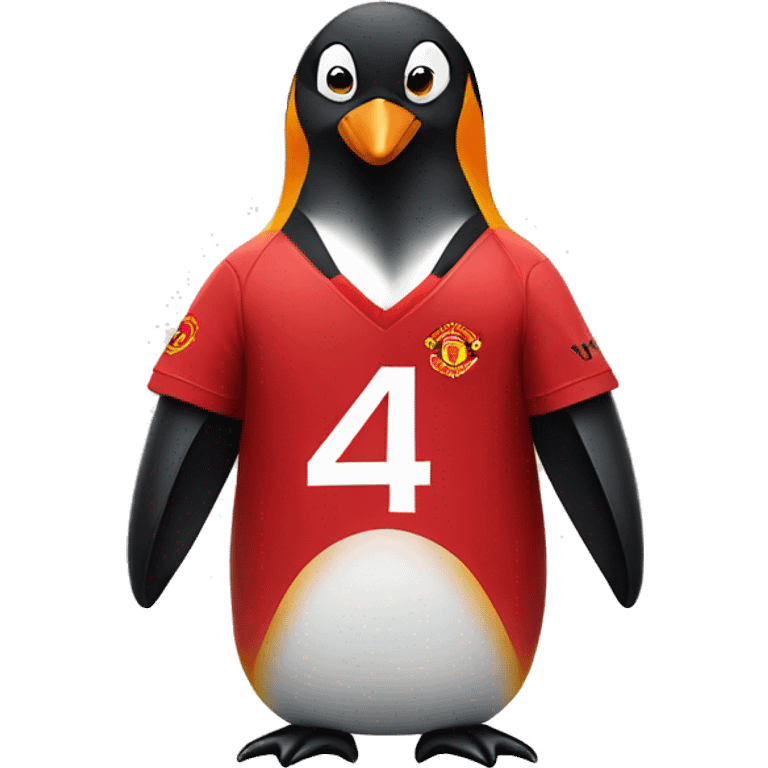 penguin wearing a manchester united jersey emoji