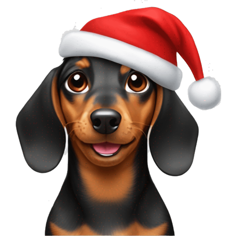 Dashund with Christmas hat emoji