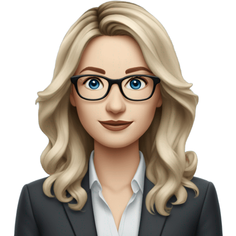 Shoulder length Balayage pale beautiful corporate woman with glasses and blue eyes emoji