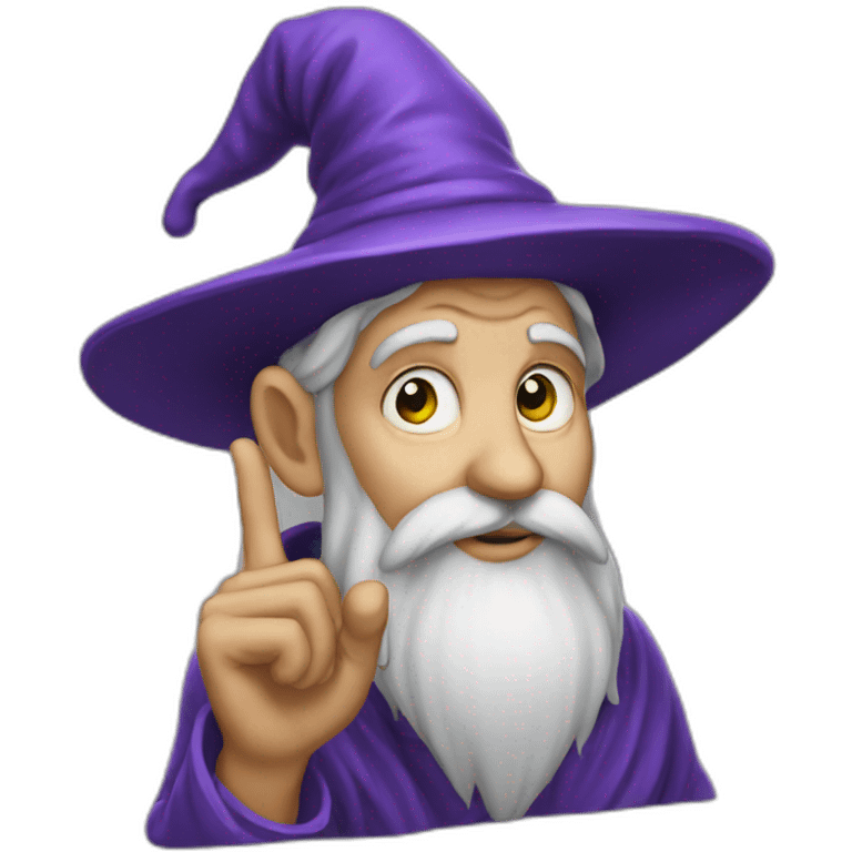 wizard thinking with fingers on chin emoji