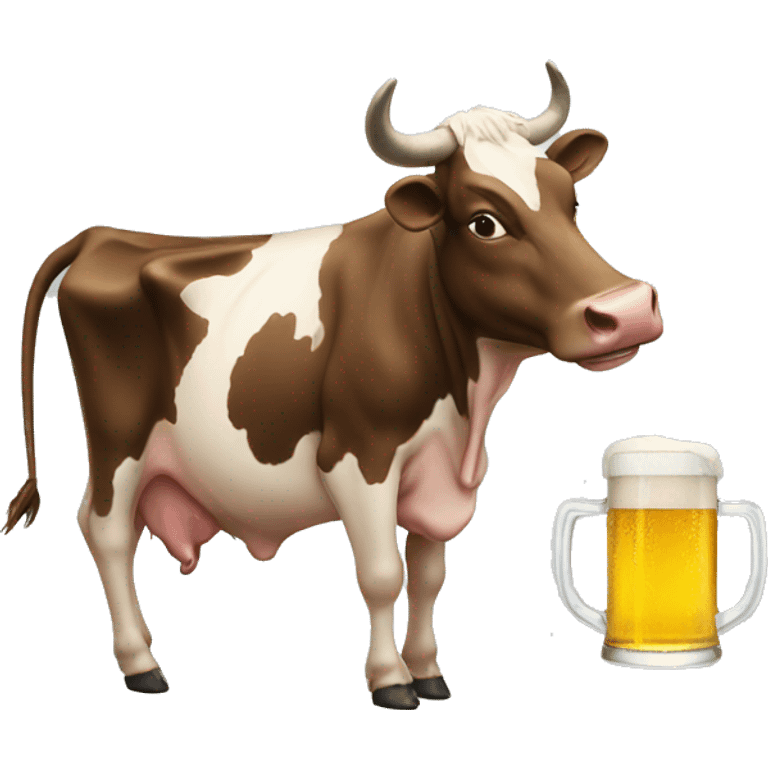 A cow drinking a beer  emoji