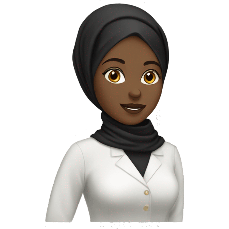 Interior Designer women with black hijab, natural undertone,  white dress emoji