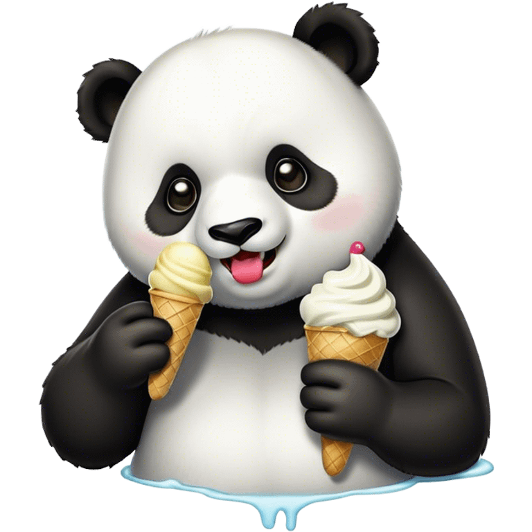 Panda eating ice cream emoji