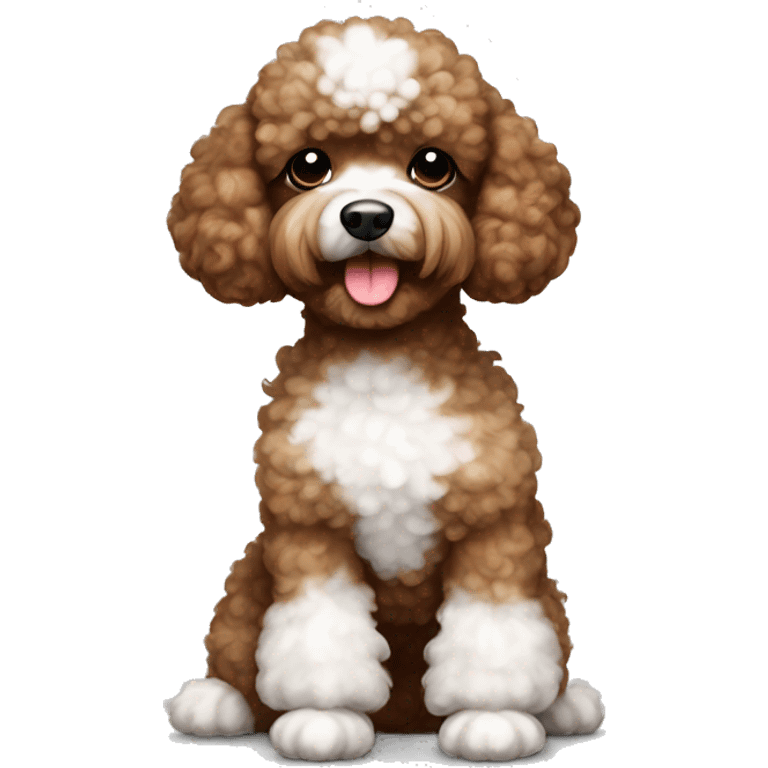 Fluffy brown and white toy poodle  emoji