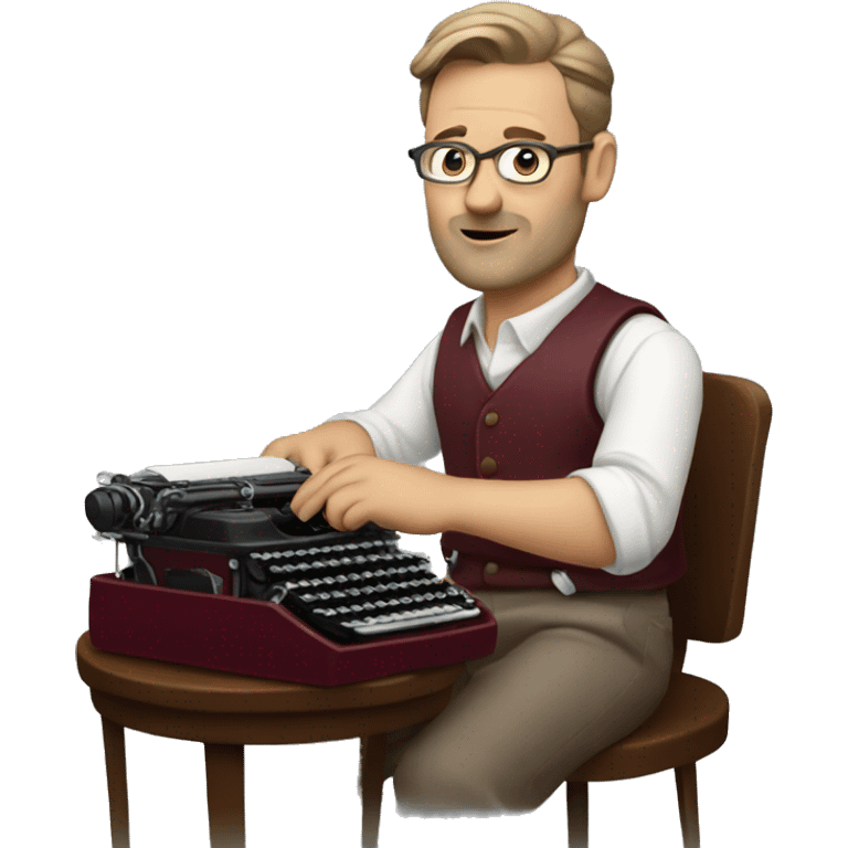 Writer with his burgundy typewriter machine emoji