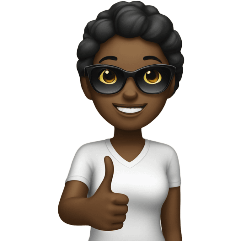 Black girl with sunglasses giving a thumbs up emoji