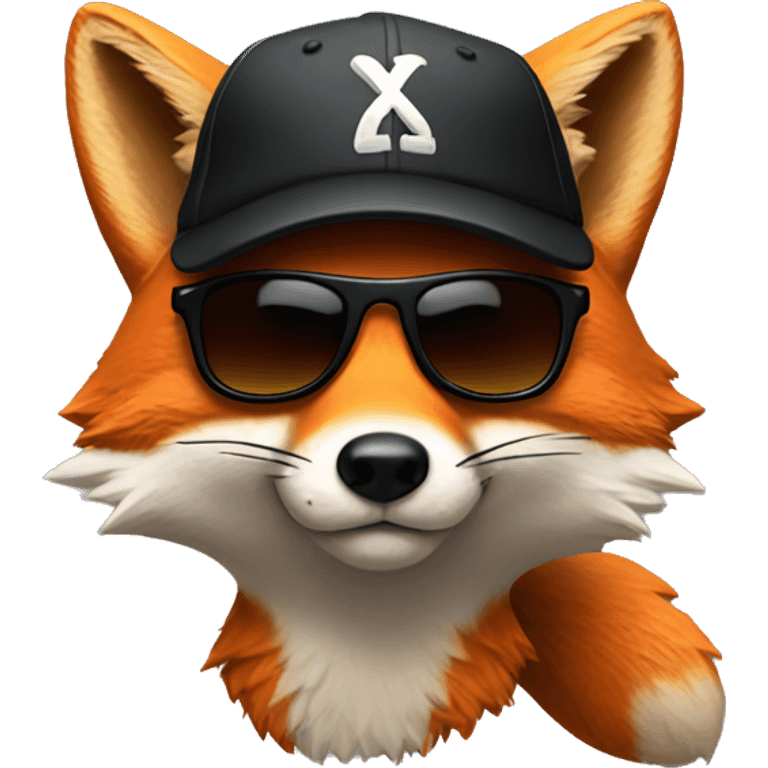 fox with black baseball cap and black sunglasses emoji