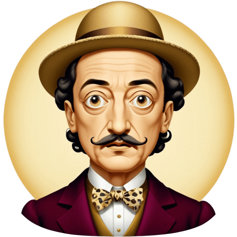 Cinematic Realistic portrait of Salvador Dalí, depicted as a surrealist artist with eccentric, expressive features and his iconic mustache, rendered with vibrant, imaginative lighting and richly detailed period attire that capture his avant-garde essence. emoji