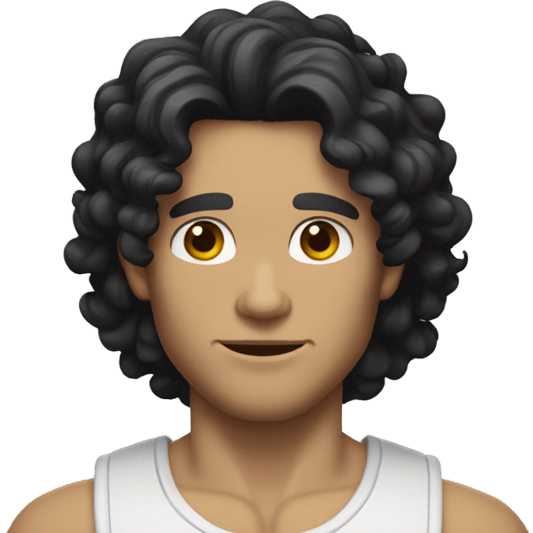 muscle curly long black hair white man emoji